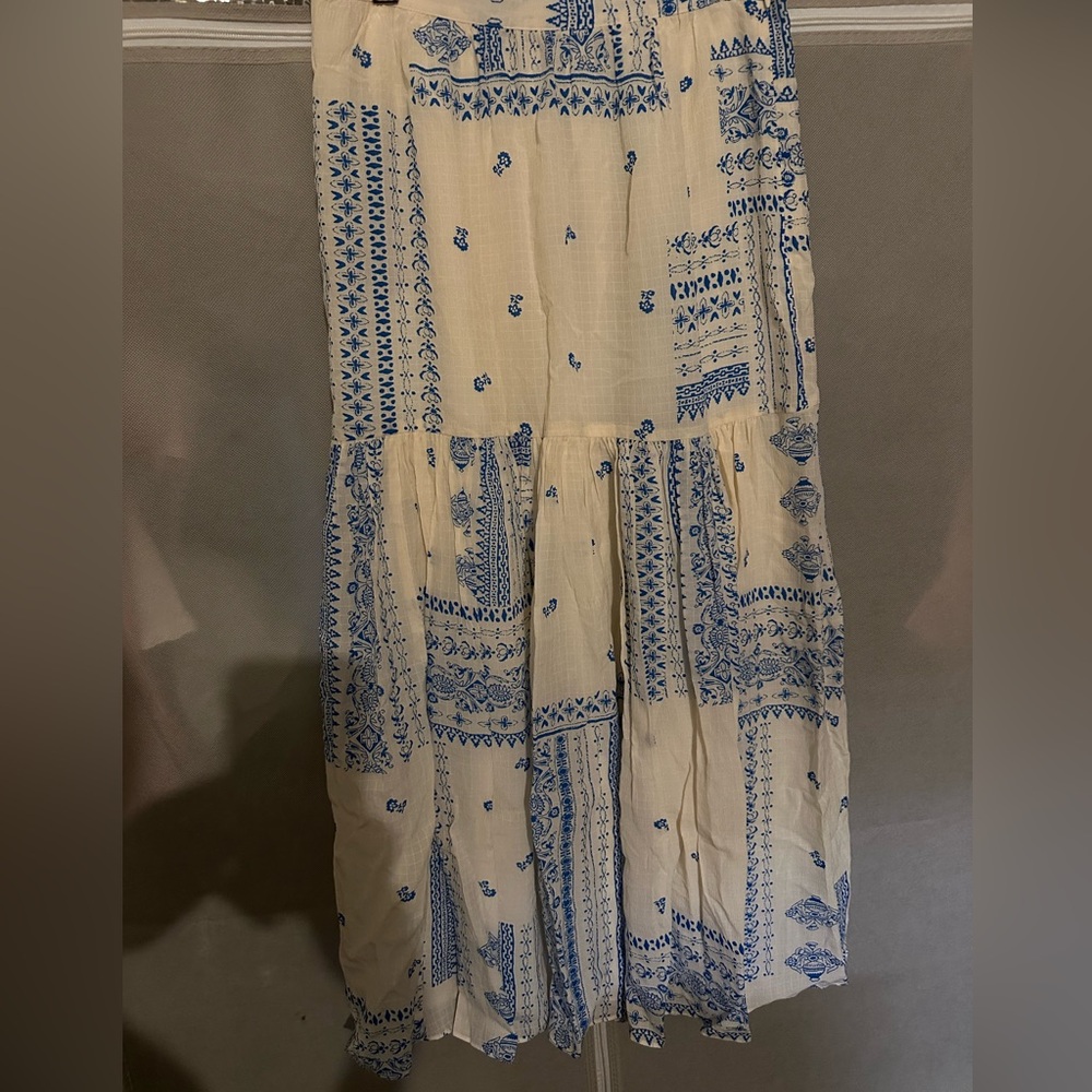 NWOT - BA&SH Londer Bandana Printed Pleated Ecru Midi Skirt - Picture 4 of 5